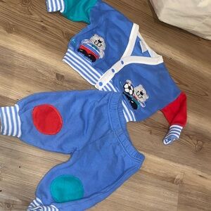 Vintage baby  Colorful Bear Print One Piece Set